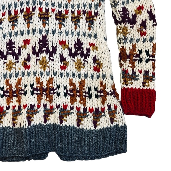 Anthropologie Sleeping On Snow Women’s Sz M Long Knit Cardigan Sweater Nordic - Picture 11 of 12